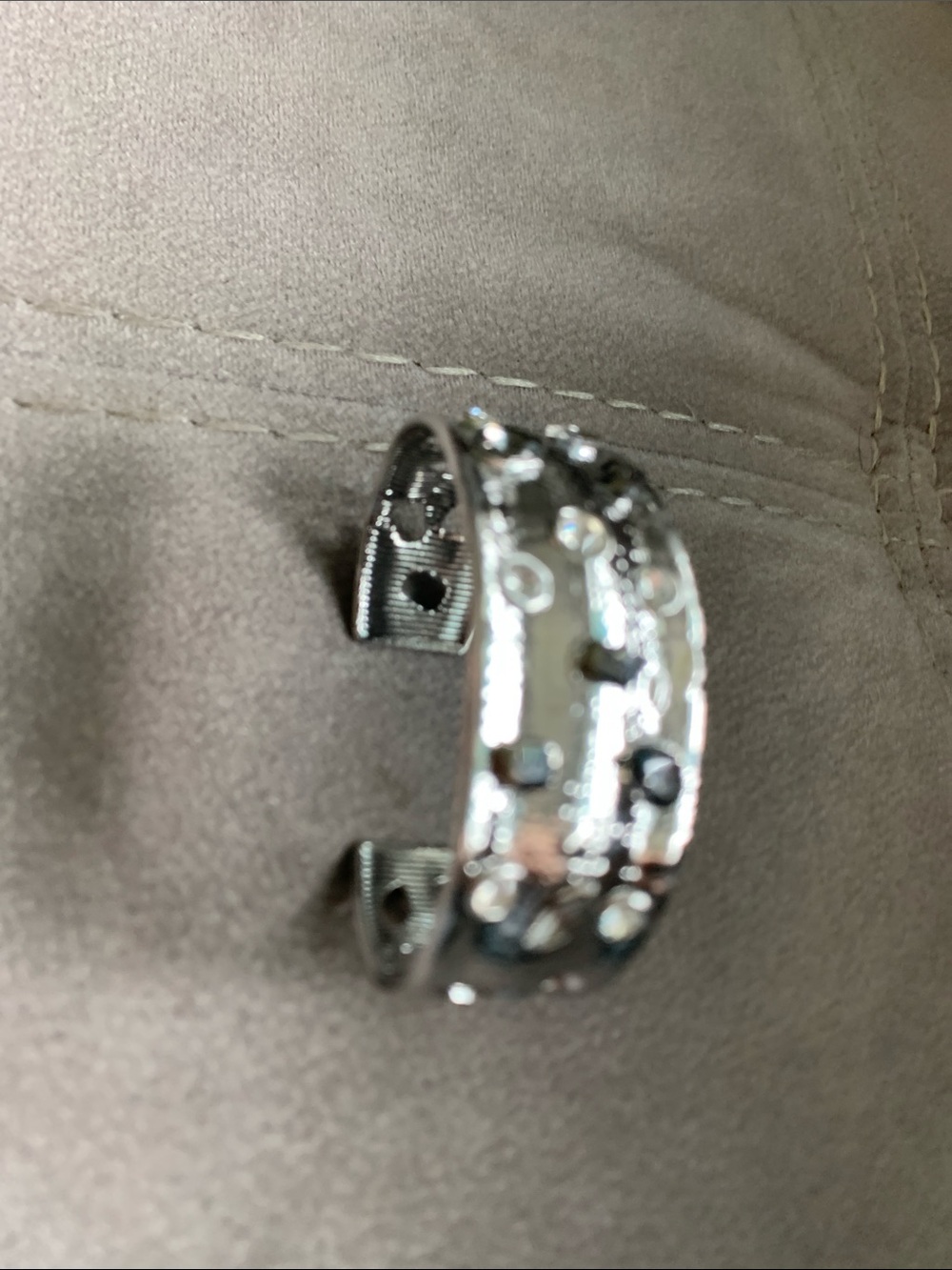NWOT Silver-Tone Women's Cuff Bracelet with Black Accent Stones